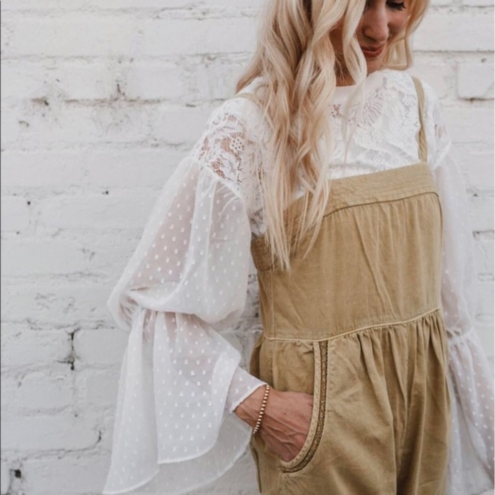 💫 Free People White Lace Something Like Love Top